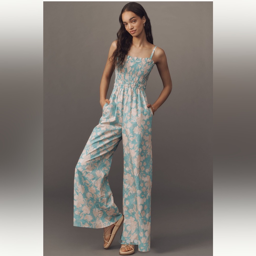 NWT Hutch Vintage Floral Teal and Pink Jumpsuit